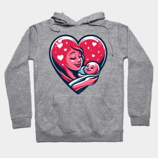 Mother Love Heart T-Shirt, Mother Holding Baby in Heart Illustration Tee, New Mom Gift, Mother's Day T-Shirt Graphic Tee Hoodie